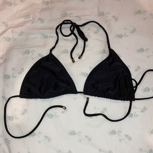 Plain black triangle bikini top